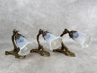 Secesný trojramenný luster + 3ks nástenné lampy - 6