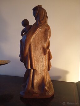 Stará z dreva vyrezávaná Madona s dieťaťom 50 cm - 6