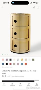 Nová zlatá lesklá skrinka/stolík Kartell Componibili - 6