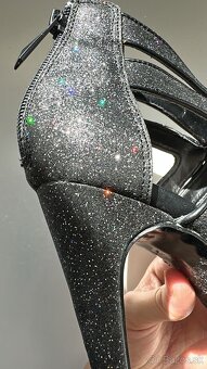 SMH, čierne sandále na opätku, 38, 10,5 cm, trblietavé - 6