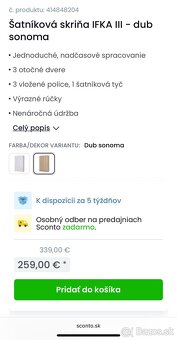 Predám šatníkovú skriňu IFKA III – dub sonoma - 6