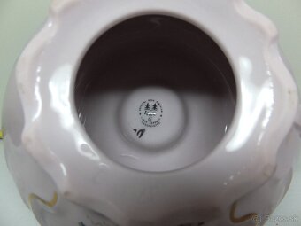 Originál růžový porcelán H&C Chodov, krásný svícen. - 6