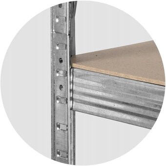 Pozinkovaný regál 180x90x40, strieborný, 4 police, 600 kg, - 6