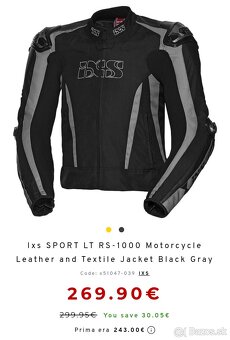 moto bunda IXS textil / koza velkost 52 - 6