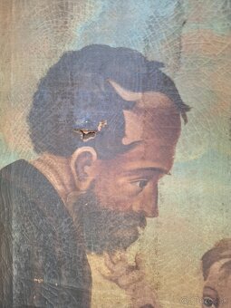 Predám starožitný obraz poškodenie Viď foto 100cm x 73cm 350 - 6