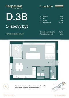 RADO | Rezidencia Karpatská (D.3B), 1i byt 46 m2, loggia 5,5 - 6