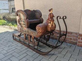 Veľké drevené starožitné sane - 6