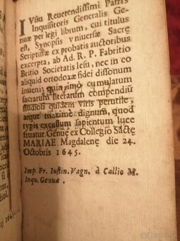 Absolútna Rarita z zamockej knižnice Sinopsis z r. 1645 - 6