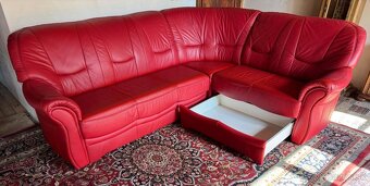 Rohová rozkládací kožená sedací souprava, 4671 - 6