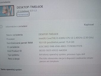 12" HP elitebook 820 g3 - Intel core i5 - 16gb ram - ssd - 6