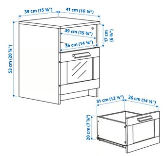 Nočný stolík biely - 2ks (IKEA BRIMNES) - 6