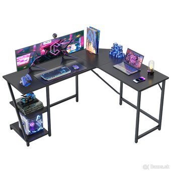 CubiCubi počítačový stôl v tvare písmena L, priemyselný stôl - 6