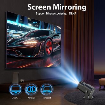 4k projektor android, Bluetooth, WiFi, obraz 150"+plátno - 6