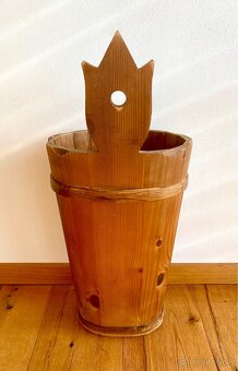 Staré krásné dřevěné malované vědro - 6