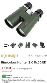Ďalekohľad Lada Hunter 8x56 ED – ako nový, špičkový vykon - 6