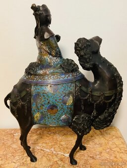 Starožitná bronzová socha Cloisonne  Japonsko - 6