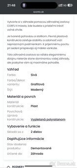 Záhradná relaxačná zostava CORFU II - grafitová/sivá so stol - 6