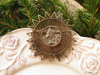 Stará strieborná filigránová brošňa Egypt, Ag 800 - 6