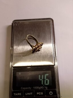 Strieborný prsteň s Českym granátom ;pozlatene - 6