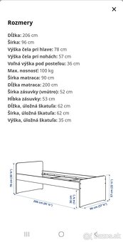 Ikea släkt postel s 3 zásuvkami - 6