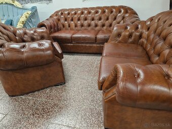 CHESTERFIELD ŠTÝL,HRUBOKOŽENÁ SEDAČKA 3+2+1 - 6