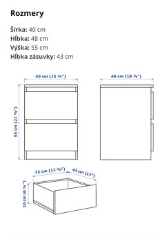 PREDÁM - Nočné stolíky a komodu IKEA MALM - 6