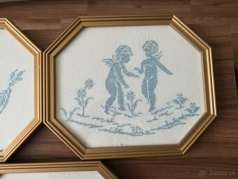 5x vyšívané obrázky (ručná práca), krížiková výšivka - 6