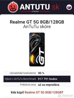 Hráčsky mobil REALME GT 5G 8GB/128GB - 6