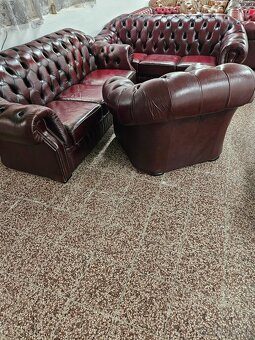 CHESTERFIELD ŠTÝL,KOŽENÁ SEDAČKA 3+3+1 - 6