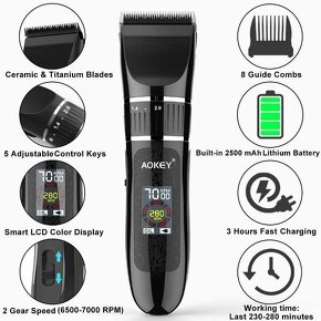 Profesionálny strojček na vlasy s príslušenstvom Aokey - 6