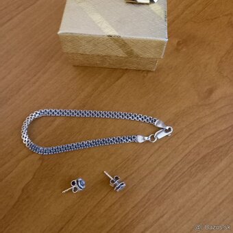 Strieborné naušnice a retiazka na ruku - 6