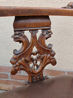 Starožitné rohové vyrezávané stoličky - 6