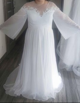 Snehobiele tehotenské svadobné šaty nové - 6