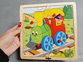 Drevené hračky/puzzle na motoriku 6/kus - 6