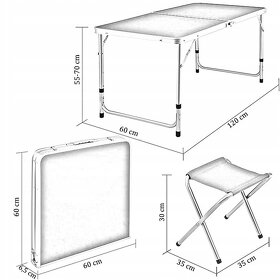 Skladací set kempingový stôl + 4 stoličky - 6