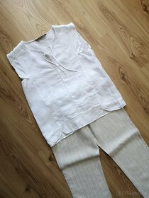 ZARA 100% ľanový biely top - 6