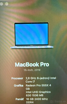 MacBook Pro 15" 2019 - i7/16GB/256GB - 6