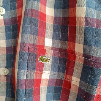 Lacoste károvaná košeľa kockovaná modrá červená biela S - 6