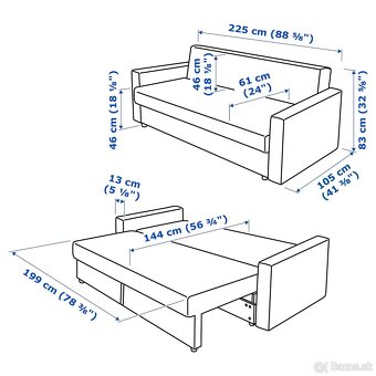 FRIHETEN Rozkladacia trojpohovka, Bomstad čierna - 6