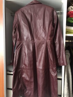 Kvalitný Kožený kabátik - bordový L - 6