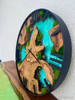 Machove hodiny s olivou a epoxidom 40cm , Epoxidove hodiny - 6