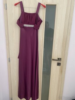 Dámske saténové  spoločenske šaty veľkosť  38 + kabelka - 6