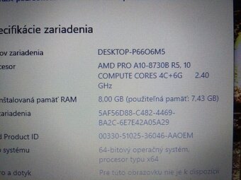 HP elitebook 725 G4 , AMD A10 quad core ,8gb ram ,ssd + hdd - 6