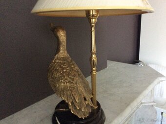 Art deco starožitná mosadzná lampa so soškou kačice r1970 - 6