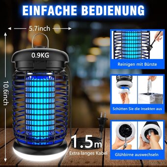 Elektrický likvidátor hmyzu, lampa na komáre 15 W 4200 V, pa - 6