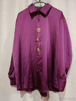 Blúzka bordová satén s brošňami, HIT, veľ. UNI - 6