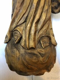 Stará veľká drevená nástenná socha MADONNA S DIEŤAŤOM - 6