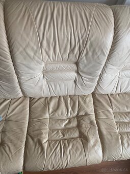 Kožený veľký krémový gauč - 6