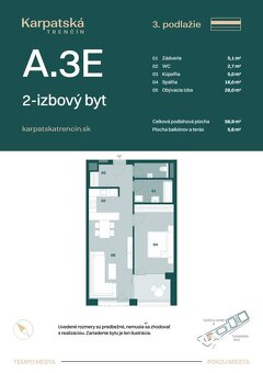 RADO | Rezidencia Karpatská A.3E, 2i byt 56,9m2 s terasou 5, - 6