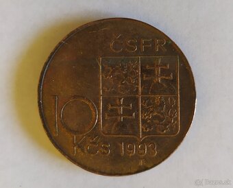 10 Kčs 1993 Štefaník - POOTOČENY RUB MINCE. - 6